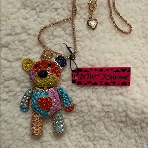 Betsey Johnson Colorful Bear Pendant Necklace